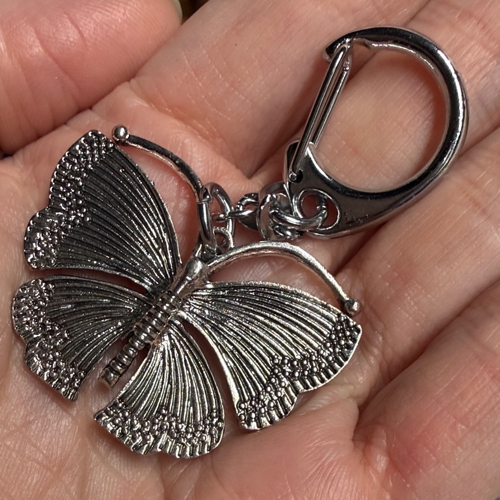 Silver Butterfly Keychain or Bag Charm